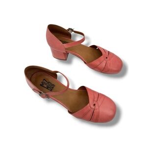 Miz Mooz Coral Pink Leather Mary Jane Block Heel Shoes EU 40 Boho Comfort Retro